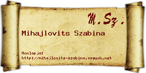 Mihajlovits Szabina névjegykártya